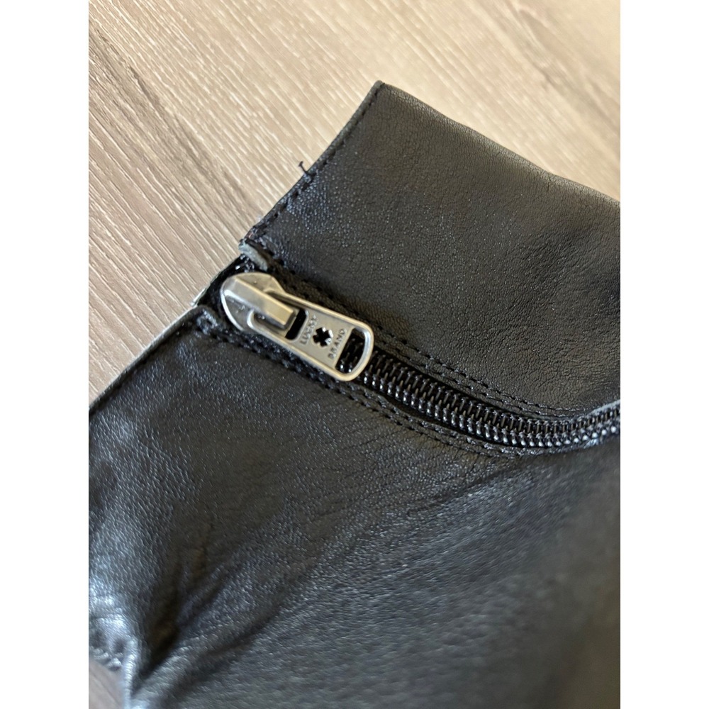 Lucky Womens 6.5M Black Leather Side Zip Block‎ Heel Ankle Boots Whimsigoth Moto - Picture 6 of 8